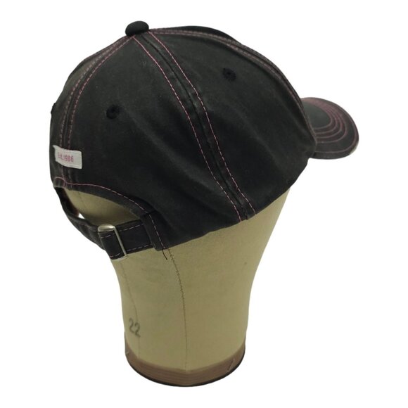 Mossy Oak Black Pink Distressed Tuck Strap Adjustable Cap Trucker Baseball Hat - Picture 13 of 13